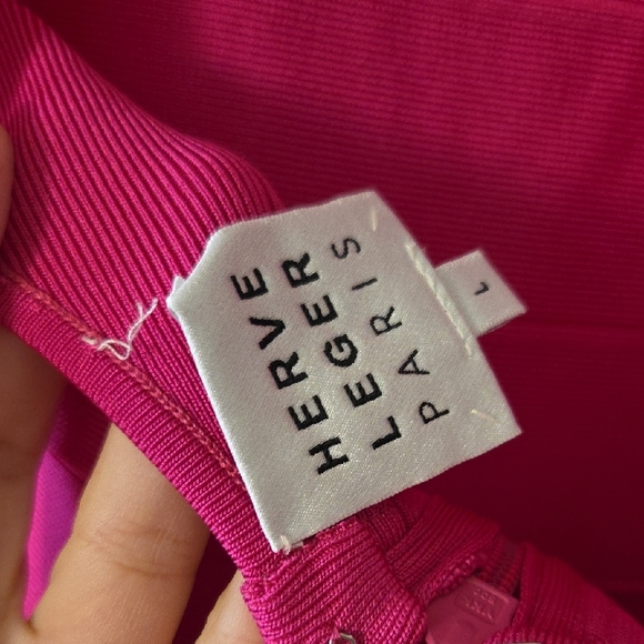 Herve Leger Vibrant Pink High Neck Halter Mini Dress - Picture 5 of 6